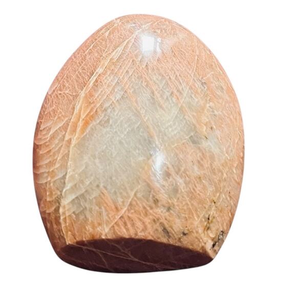 Peach Moonstone Free Form Approx 1245 ctw 4” T x 3 1/2” W - Picture 7 of 8